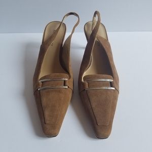 Karen Scott Tan Suede Slingback Kitten Heels 9 1/2